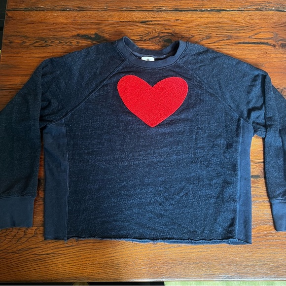 SUNDRY navy sweatshirt with embroidered red heart - Picture 2 of 5